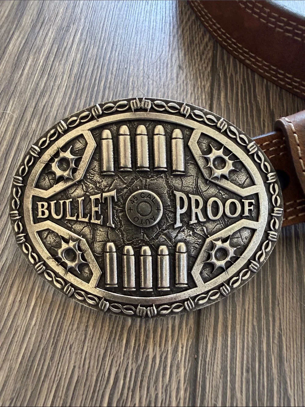 Unisex Bullet proof Wolverine leather belt and buckle